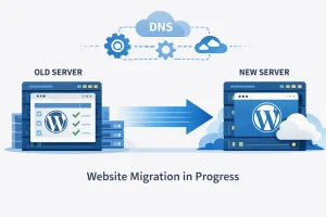 Website transfer checklist showing a WordPress migration without downtime